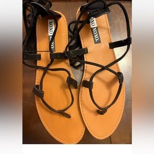 Xoxo black lace up flat sandals new without box